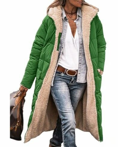 Solid color hooded cotton clothes long sleeves double-sided wear slim temperament cardigan jacket top m300612