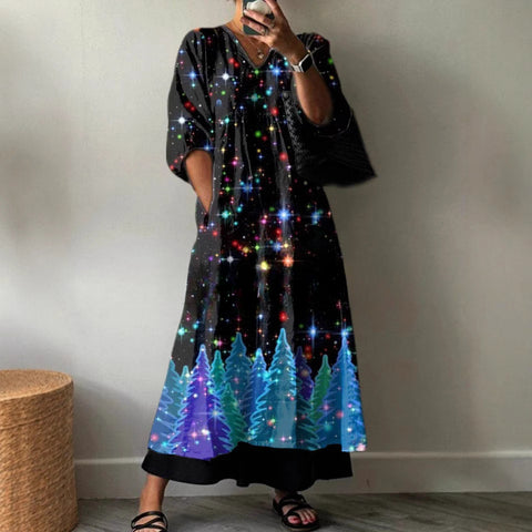 Casual women's fashion tie-dye printing V-neck medium and long jumpsuit m301302