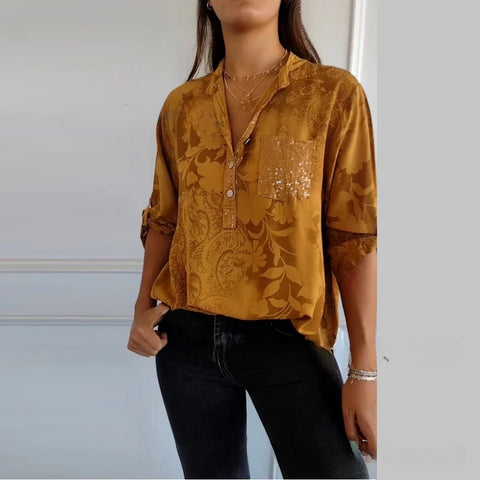Women's fashion high-end temperament elegant printed shirt top m302310