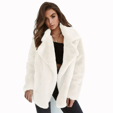 Fashion autumn and winter style plush lapel women's woolen coat women's m302193