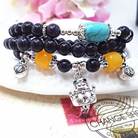 Natural stone crystal bracelet female Wangfu stone agate garnet m3331298