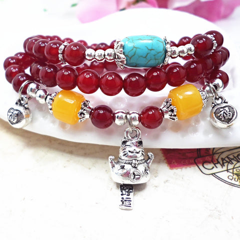 Natural stone crystal bracelet female Wangfu stone agate garnet m3331298