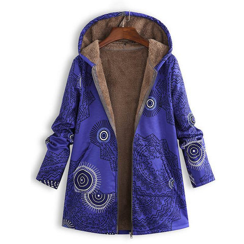 New women's clothing su leaf print hooded long-sleeved retro coat m301623