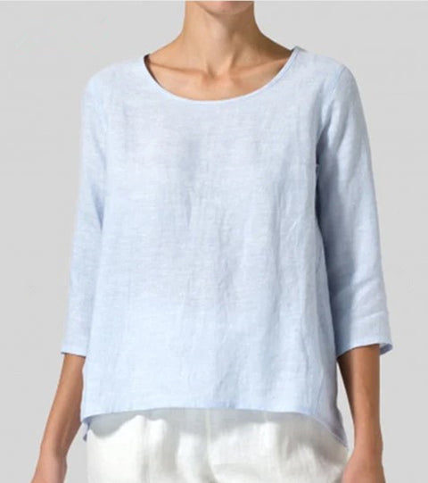 Cotton and linen large size women's seven-quarter sleeve casual loose T-shirt m302433
