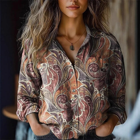 Trendy 3D printed long-sleeved shirt m303044