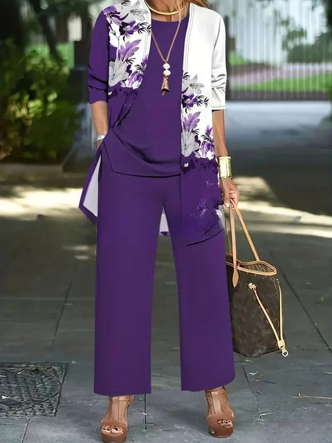 3D printed 3-piece cardigan + vest + trousers fashionable wear m302849