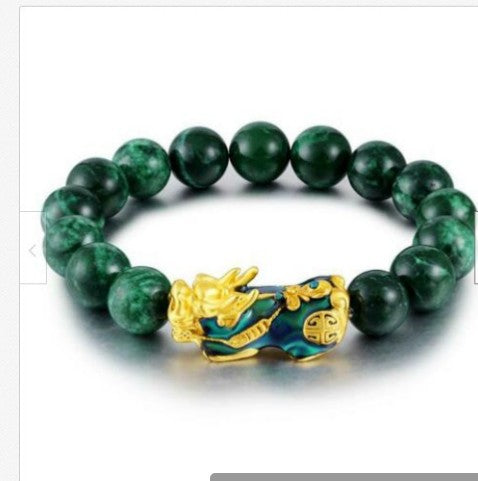 Bluestone emerald green imitation sand gold color-changing Pixiu bracelet, green bracelet bracelet m3331249