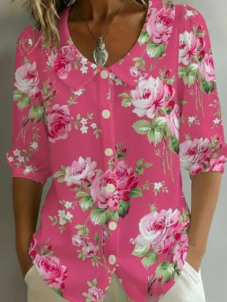 3D digital printing women's versatile flower spring and summer fashion shirt m302608