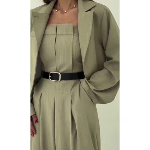 Women's off-the-shoulder jumpsuit jacket-style jacket commuter suit m302300