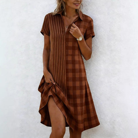 Summer Women's V-Neck Short Sleeve Long Dress Bohemian Print Dress m302609