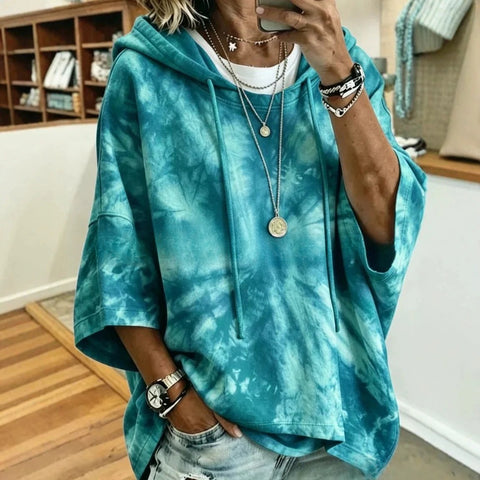 Casual hooded mid-sleeved women's fashion 3D printing casual foreign trade Amazon independent station women's sweater m303002