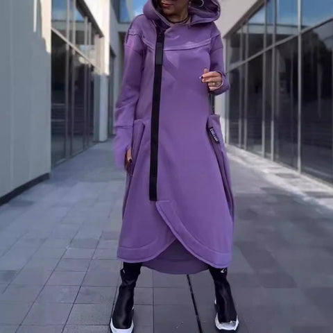 Autumn and winter new women's casual fashion long-sleeved pocket hooded sweater cardigan m302073