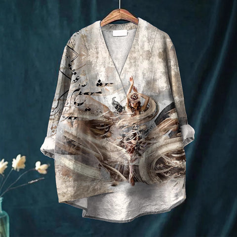 Loose printing crew neck casual large size women's T-shirt m301276