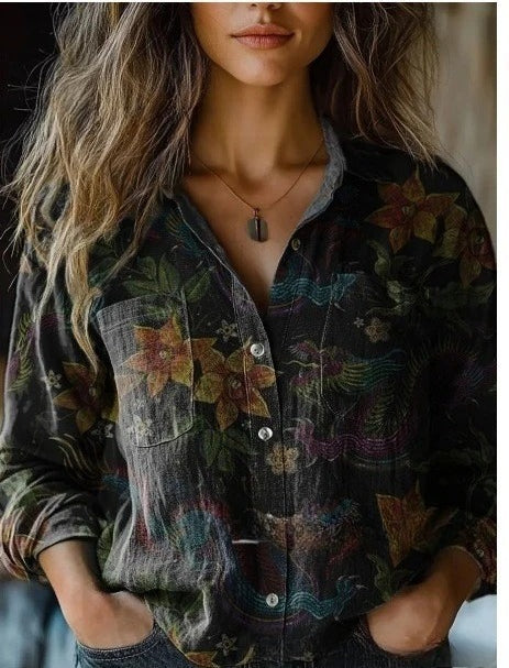 Trendy 3D printed long-sleeved shirt m303044