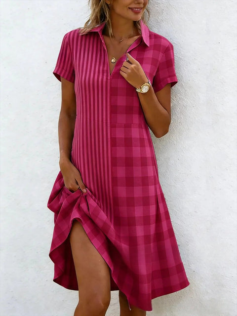 Summer Women's V-Neck Short Sleeve Long Dress Bohemian Print Dress m302609