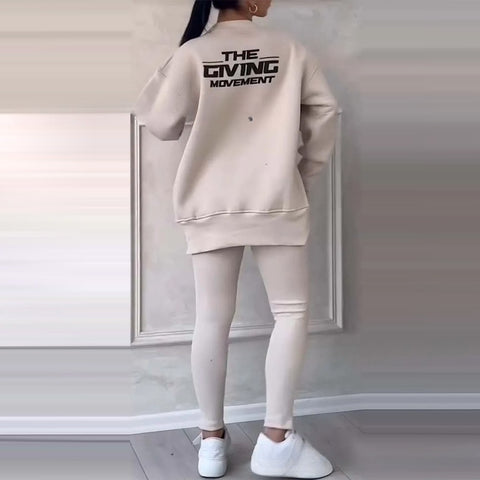 Women's fashion casual printed sweater + trousers cover m302312