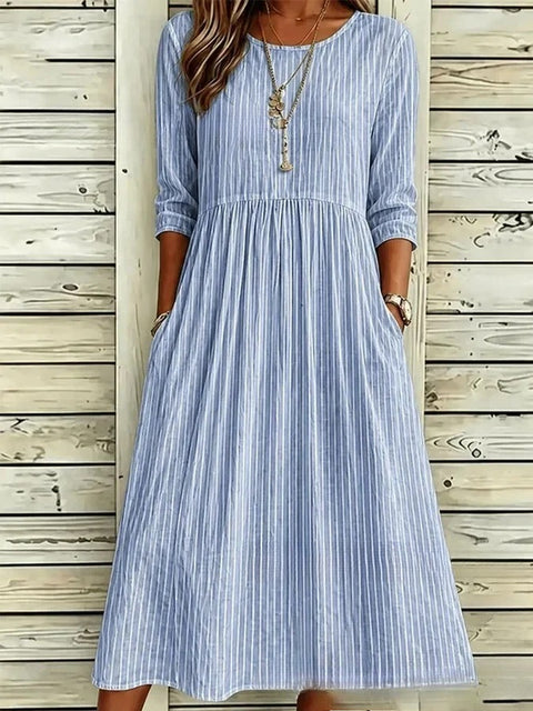New digital short-sleeved printed women's 7-point sleeve casual dress m303012