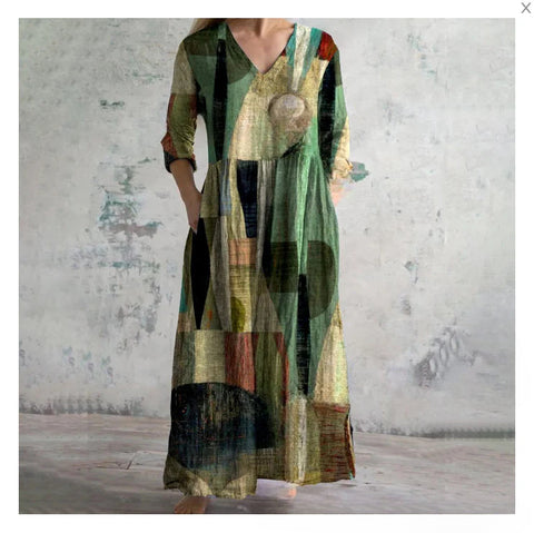 3D print summer urban casual loose dress women m301037