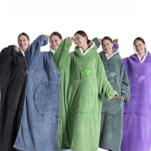 Long loungewear wearable lazy TV blanket double-sided comfortable cotton lint nightgown m302148