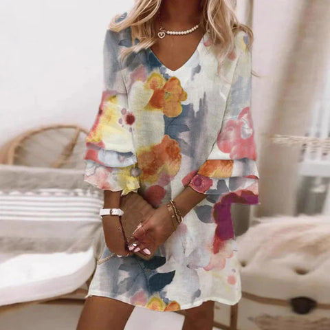 3D digital printing V-neck sleeveless dress m301223