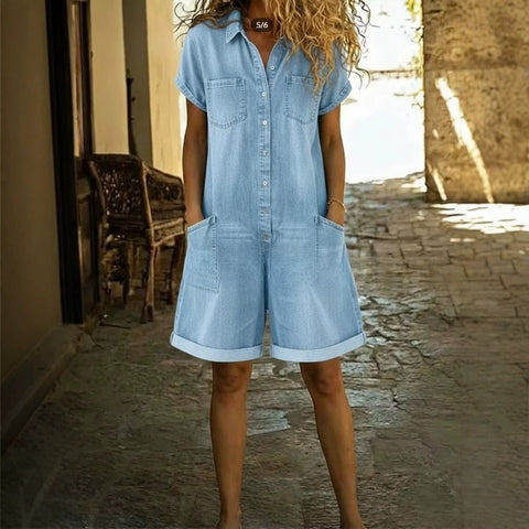 Summer new women's casual washing denim jumpsuit m303010