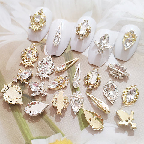 Nail Art Alloy Jewelry Star Moon Diamond Pearl Luxury Court Diablo Baroque Nail Decorative Sticker