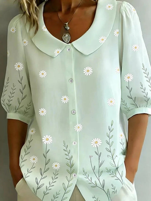 3D digital printing women's versatile flower spring and summer fashion shirt m302608