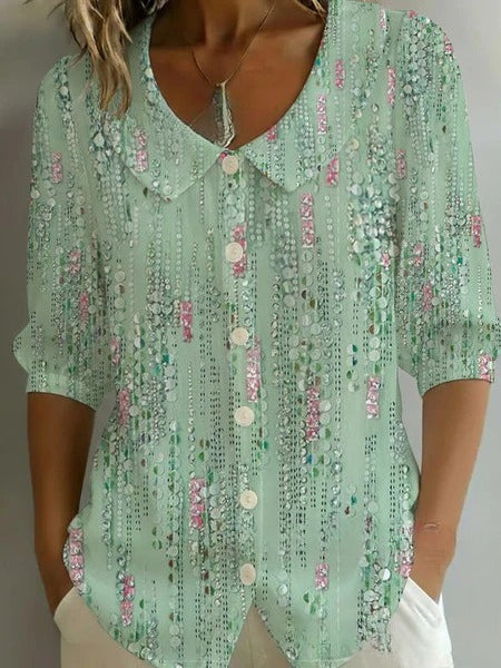 3D digital printing women's versatile flower spring and summer fashion shirt m302608