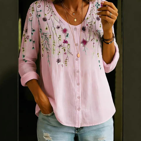 3D digital printing floral pattern women's long-sleeved buckle cardigan top m302703