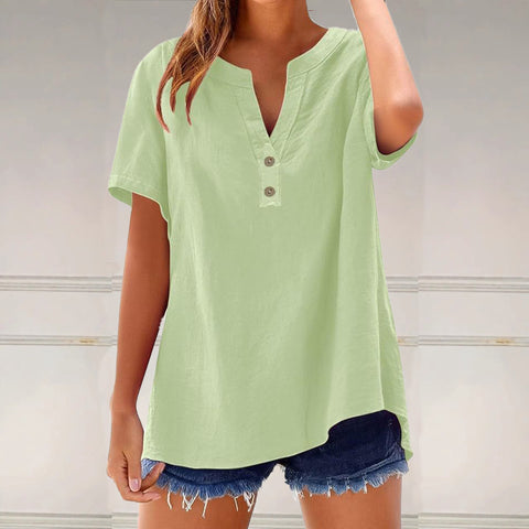 Casual shirt women's fashion cotton and linen versatile top m301204