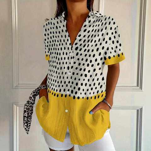 Digital printing striped print button front shirt casual shorts sleeves spring summer shirt m302473