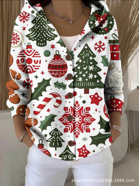 New black button hooded cardigan women's pure leisure fashion sweater jacket women's Christmas m302115