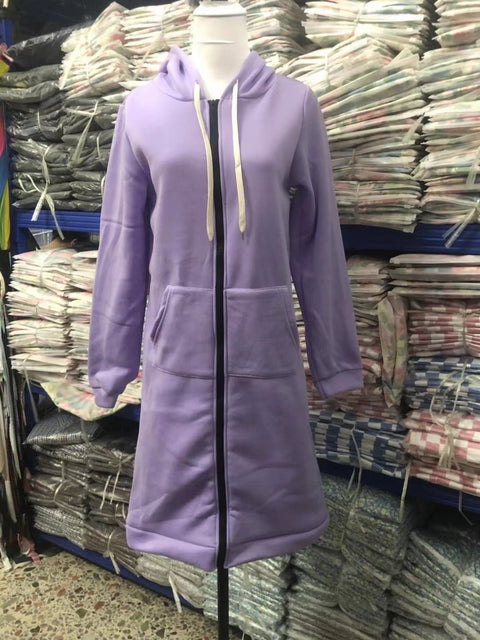 Hooded long-sleeved medium and long sweater fleece shirt long jacket m301588