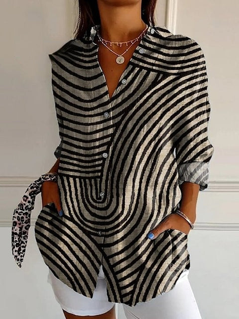 3D digital printing abstract pattern women's long shirt shoulder sleeve shirt m302463