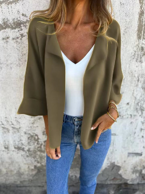 Women's spring and autumn casual imitation suede cardigan solid color lapel jacket m302203