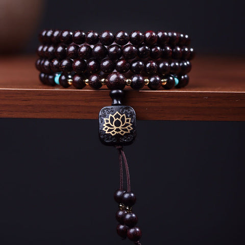 Red sandalwood bracelet Zambia blood sandalwood 0.6 Buddha beads DIY with flat lotus pendant men's and women's bracelet m3331316