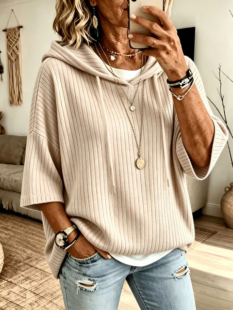 Knitted new hooded drawstring sweater polished pit strip with loose m302996
