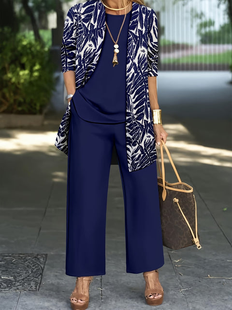 Jacket with vest top and elegant slacks 3-piece women's set m302760