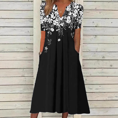 Floral pattern shading print dress m302909