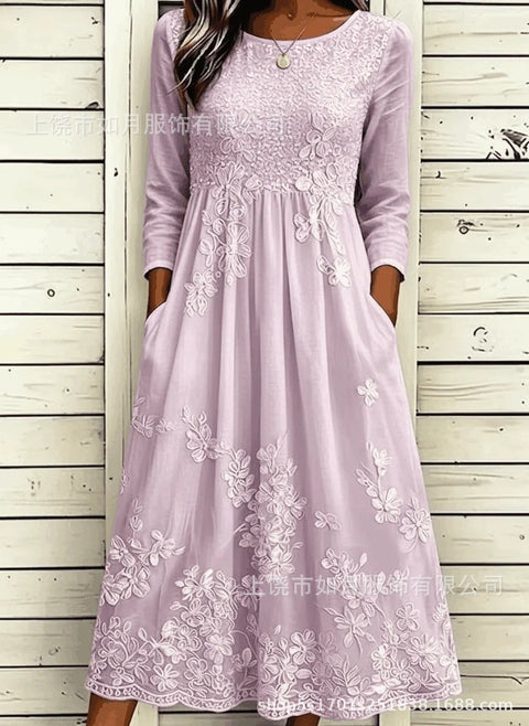 New digital short-sleeved printed women's 7-point sleeve casual dress m303012