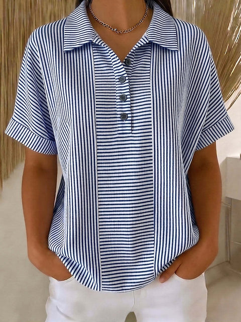 Literary temperament women's striped POLO shirt top m302769