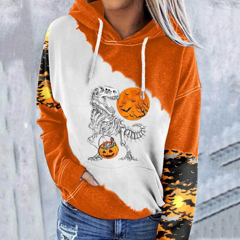 Casual Graphic Tops Long Sleeve Halloween Face Printed Hoodies M800009