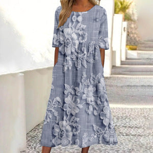 Fashion digital print big wide dress m302128