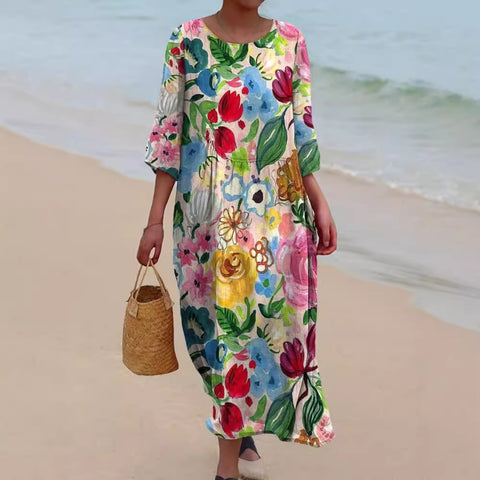 Floral pattern 3D personalized seven-point long-sleeved girls summer loose m301075