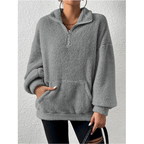Autumn and winter European and American new products plush plush women's stand-up neck sweater casual top m301918