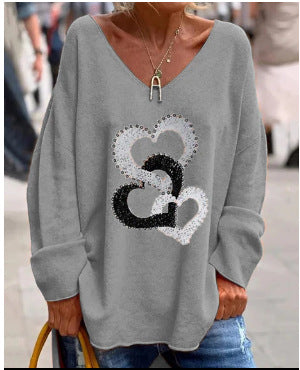 Large size split love dog 3D printing urban casual women's long T-shirt m301662