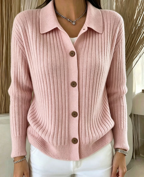 Polo neck sweater jacket women's autumn and winter outer design sense niche lazy knitted cardigan FF303361