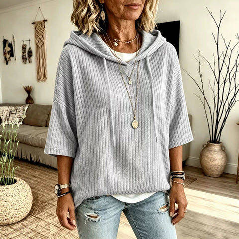 Knitted new hooded drawstring sweater polished pit strip with loose m302996