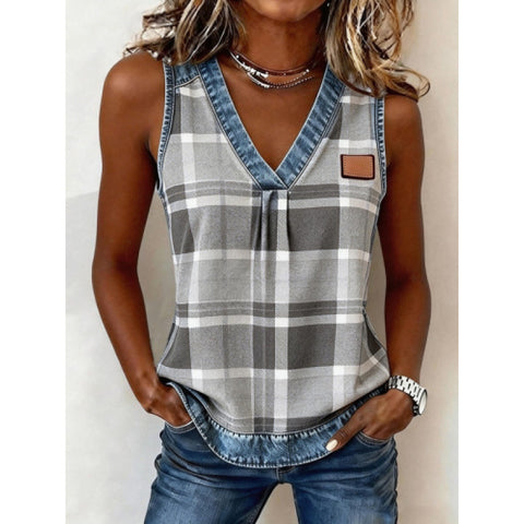 Casual plaid sleeveless vest small suspender m302807