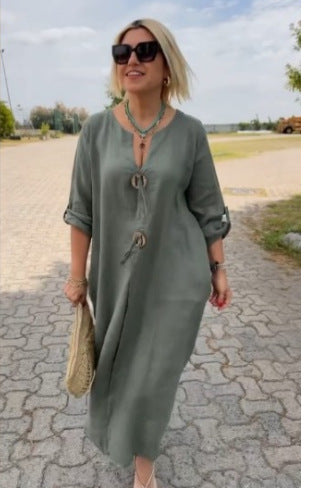 Casual loose women's clothing solid color simple dress m301197